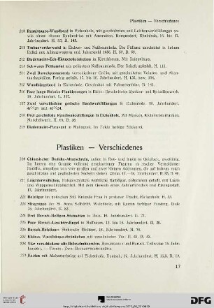 Plastiken – Verschiedenes (Nr. 220-232)