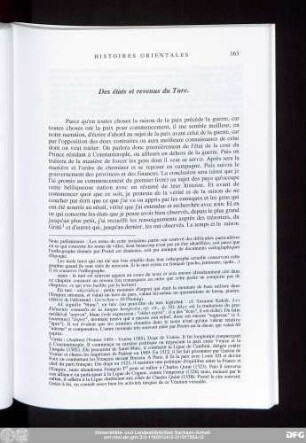 Des états et revenus du Turc.