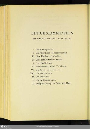 Einige Stammtafeln der Hauptlinien der Traberzucht