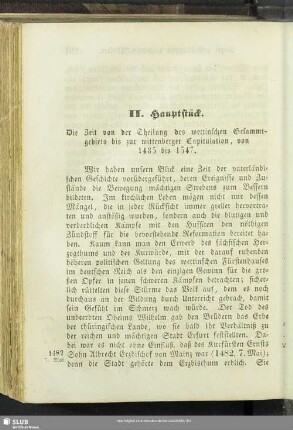 II. Hauptstück. Die Zeit von der Theilung des wettinischen Gesammtgebiets bis zur wittenberger Capitulation, von 1485 bis 1547