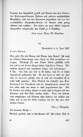 163 Wandsbeck, d. 4. Juni 1807