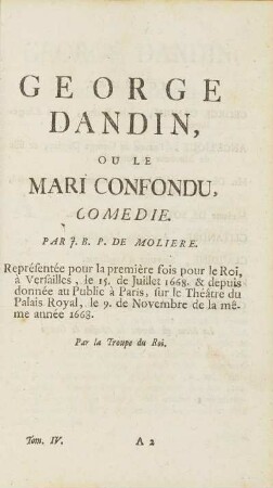 George Dandin, Ou Le Mari Confondu.