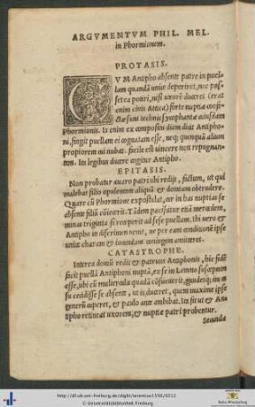 Argumentum Philippi Melanchthonis In Phormionem