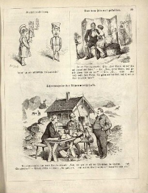 "Wachdienstübung" "Aus dem Himmel gefallen" "Schattenseite der Alpenwirthschaft"