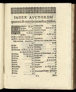 Index Auctorum quorum fit mentio in nostra Dissert.