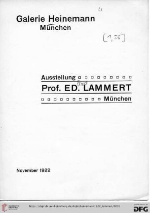Ausstellung Prof. Ed. Lammert, München : November 1922