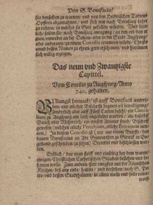 Das neun und Zwantzigste Capittel. Vom Concilio zu Augspurg, Anno 740. gehalten