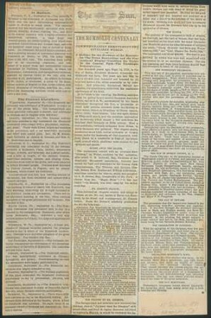 The Sun. Wednesday, September 15, 1869: The Humboldt Centenary.