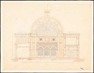 Viehmarkt und Schlachthof, Berlin Bebauungsplan Ackerstraße/ Brunnenstraße von 1862: Börsengebäude: Querschnitt (mit erhöhtem Seitenschiff)