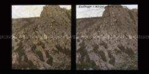 Blick vom Hirschgrund zum Granitfels Roßtrappe, Thale