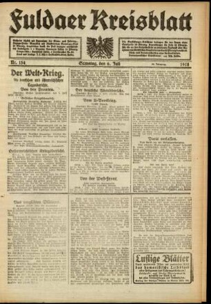 Erste Ausgabe vom Samstag, den 06. Juli 1918.