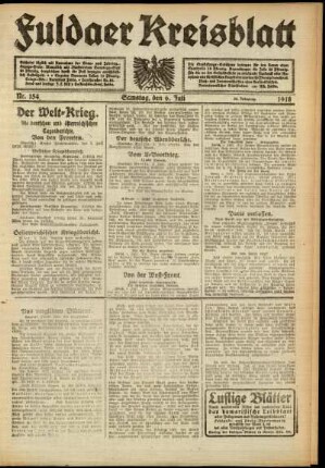Erste Ausgabe vom Samstag, den 06. Juli 1918.