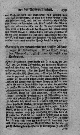 Sammlung der auserlesensten und neuesten Abhandlungen für Wundärzte. St.1.