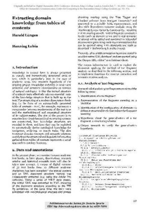 Extracting domain knowledge from tables of contents