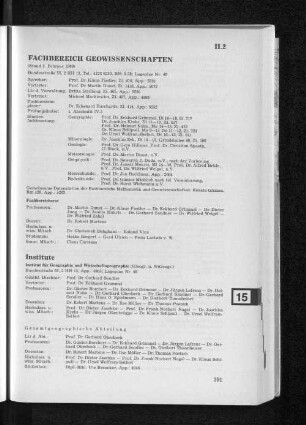 Fachbereich Geowissenschaften