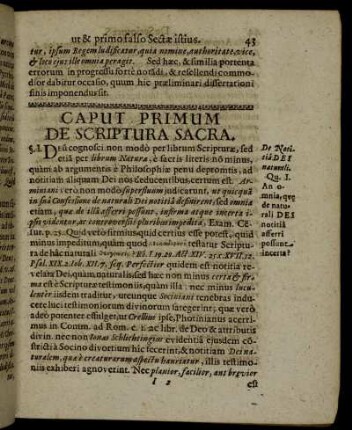 Caput Primum De Scriptura Sacra.