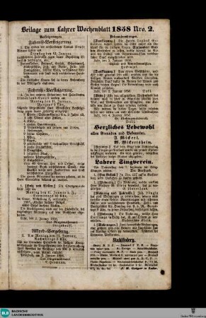 Lahrer Wochenblatt, Beilage zum Lahrer Wochenblatt