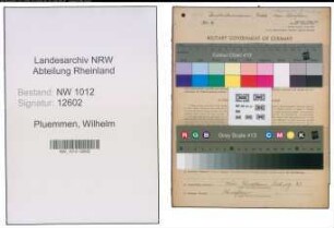 Entnazifizierung Wilhelm Pluemmen , geb. 24.08.1904 (Bergmann)