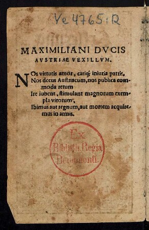 Maximiliani Ducis Austriae Vexillum.