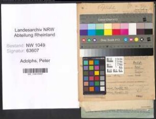 Entnazifizierung Peter Adolphs , geb. 30.01.1908 (Beamter)