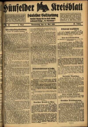 Zweite Ausgabe vom Donnerstag, den 18. Mai 1933.