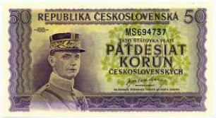 Geldschein, 50 Koruna, 1945