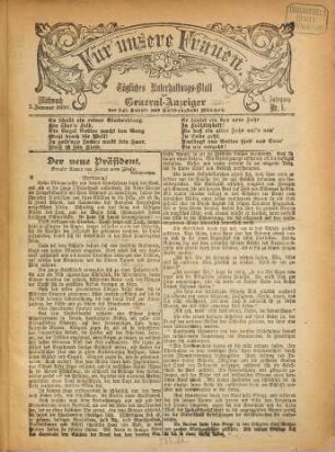 Für unsere Frauen. 1896 = Jg. 5, [1]