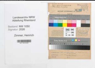 Entnazifizierung Heinrich Zimmer , geb. 12.02.1898 (Bahninspektor)