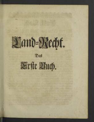Land-Recht. Das Erste Buch.