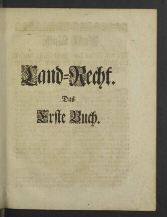 Land-Recht. Das Erste Buch.