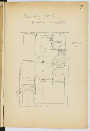 Dürerhaus, Nürnberg: Grundriss EG (aus: Skizzen- und Fotoalbum 15)