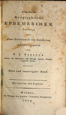 Allgemeine geographische Ephemeriden. 29. 1809