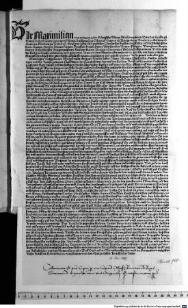 Erklärung der Reichsacht gegen Christoph von Giech und Stephan von Wirsberg. Mainz, 1499. 11. 18.