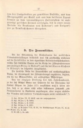 B. Die Frauenklöster