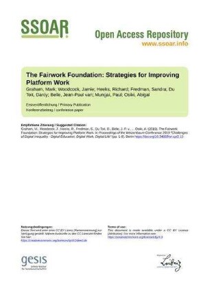 The Fairwork Foundation: Strategies for Improving Platform Work