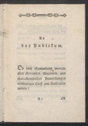 An das Publikum