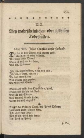 XIX. Bey wahrscheinlichen oder gewissen Todesfällen