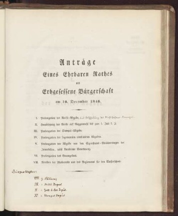 Acta Conventus Senatus et Civium, Iovis d. 10. Decembris 1846