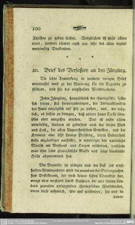 20. Brief des Verfassers an den Jüngling
