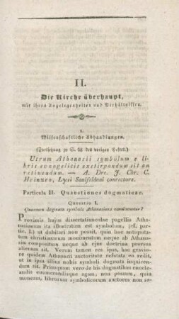 135-146 Utrum Athanasii Symbolum e libris evangelicis exstirpandum sit an retinendum : Fortsetzung