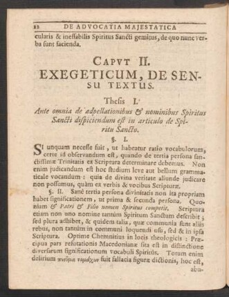 Caput II. Exegeticum, de Sensu Textus.
