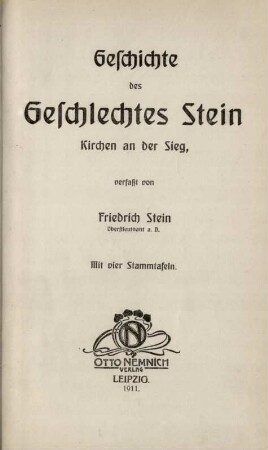 Geschichte des Geschlechtes Stein