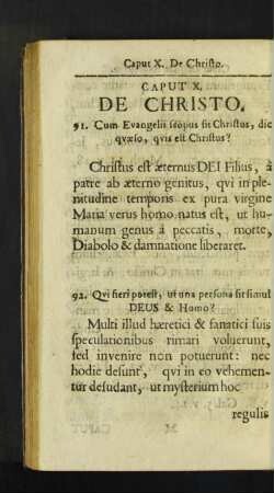 Caput X. De Christo. / Von Christo.
