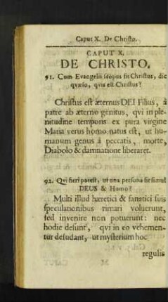 Caput X. De Christo. / Von Christo.
