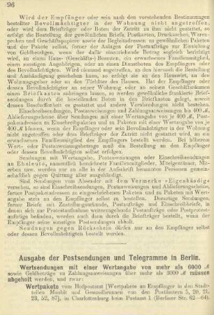 Ausgabe der Postsendungen und Telegramme in Berlin