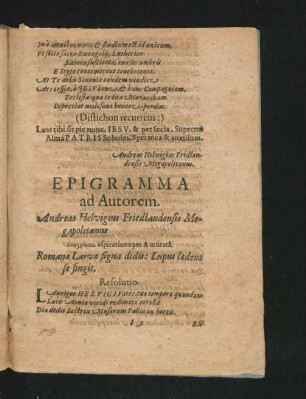 Epigramma ad Autorem.