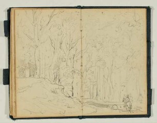 Waldstudie mit Reiter und anderen Figuren