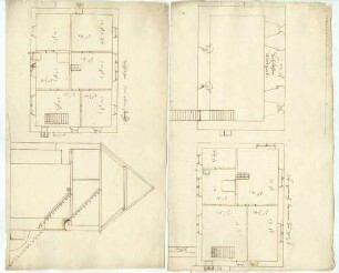 Sehltorhaus: Aufriss und Grundriss (Folio, Tinte); zwei Grundrisse verschiedener Stockwerke (Folio, Tinte); Ansicht "Sehltor gegen der Stadt" mit Skizze eines Schutzgatters (Folio, Tinte)