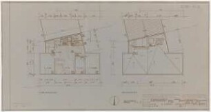 Studentenwohnheim Siegmunds Hof, Berlin-Tiergarten Abschnitt West: Anbau (Gebäude M / W10). Grundrisse 5. OG und Dachaufsicht 1:100