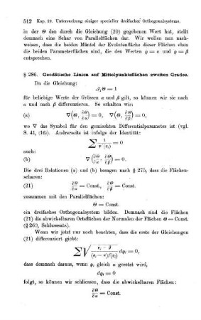 § 286. Geodätische Linien auf Mittelpunktsflächen zweiten Grades.